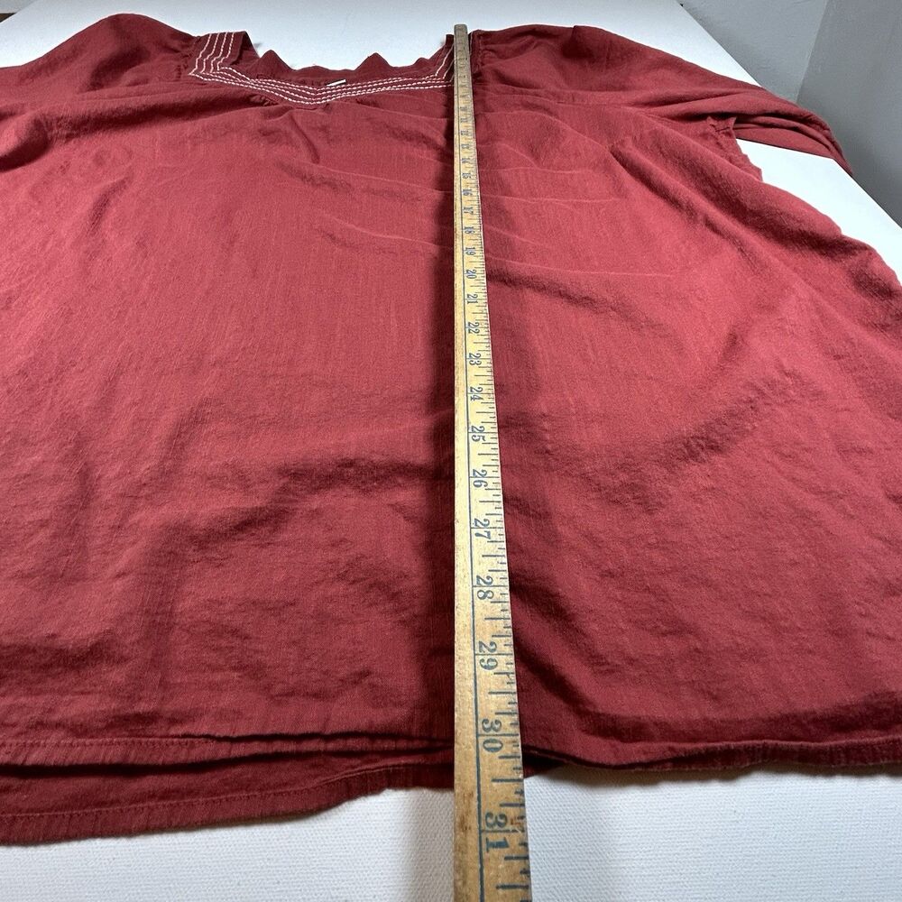 Old Navy Boho Shirt Top Blouse 4X Red Sumac Square Neck Embroidered - Picture 7 of 10